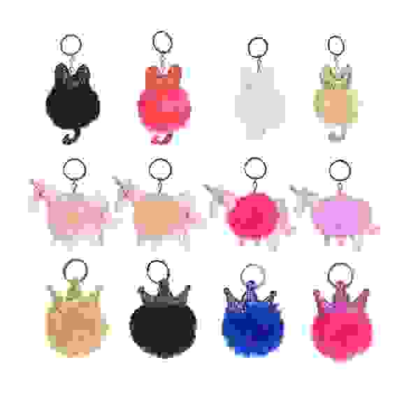 Брелок-подвеска, иск.мех, сплав, ПУ, 8см, 3-6 дизайнов, БП19-2 BERIOTTI