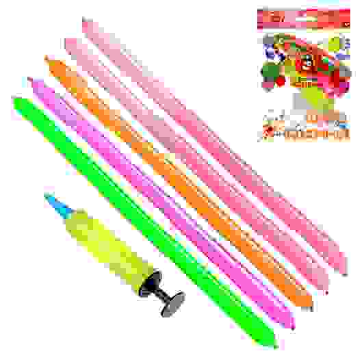 Капитан Весельчак Шары воздушные &quot;Колбаска&quot;+ насос 6 пр., пластик, пакет