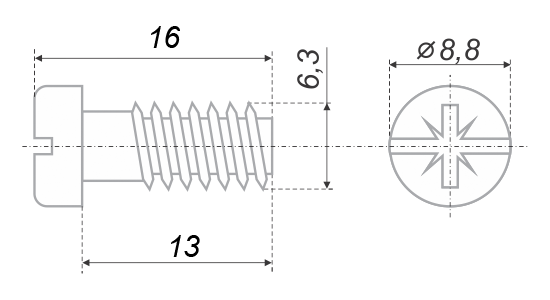 Винт для крепления монтажной планки, 6.3*13 с полукруглой головкой Boyard
