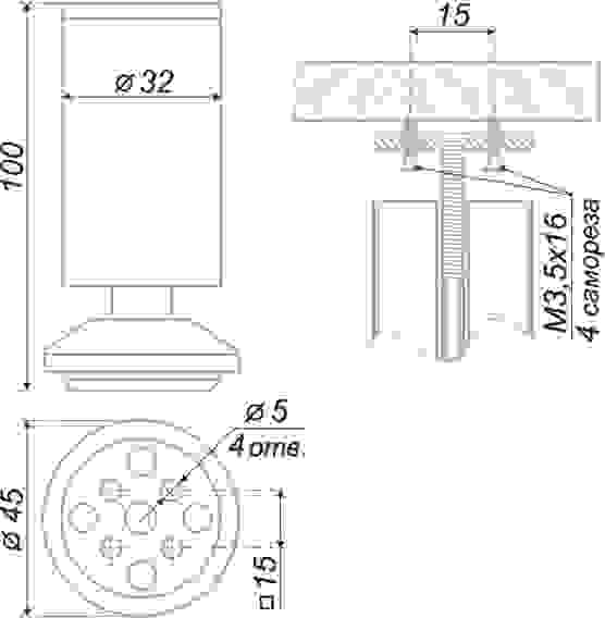 Опора N301 круглая хром/хром, 100мм Boyard