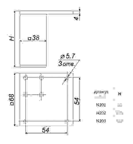 Опора N202 квадратная алюминий, 100мм Boyard