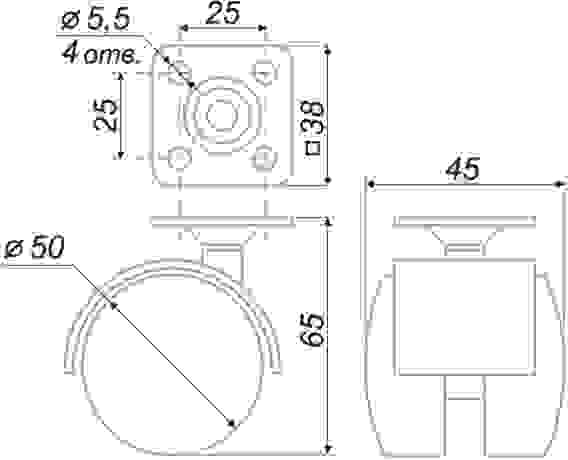 Опора колесная N102 D-50мм Boyard