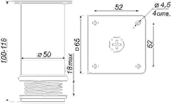 Опора N313 круглая регулируемая хром/черный, d-50мм, h-100мм Boyard