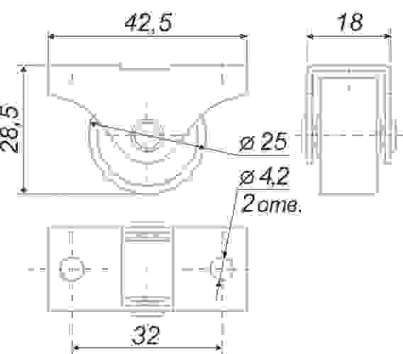 Опора колесная прямоходная N150, H-28.5мм Boyard