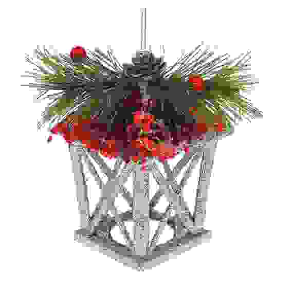 Подвеска &quot;Фонарик&quot;, 10см, пластик, глиттер, бордо с золотом СНОУ БУМ Премиум