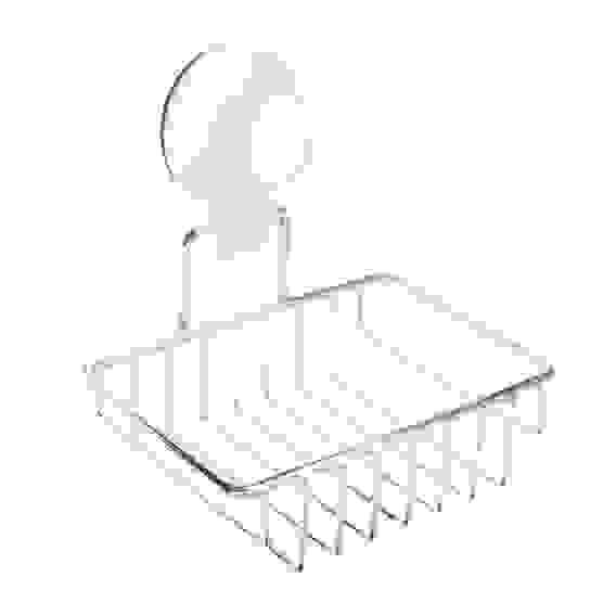 Мыльница, металл, хром+белый, вакуумное крепление VETTA