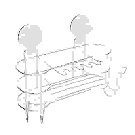 Держатель для стаканов и зубных щёток, металл, хром+белый, вакуумное крепление VETTA