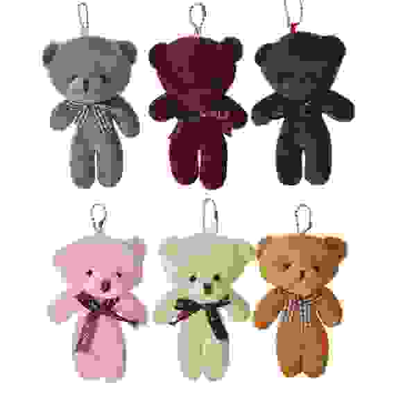 Подвеска Мишка плюшевый, 12см, полиэстер, сплав, 6-8 цветов МЕШОК ПОДАРКОВ