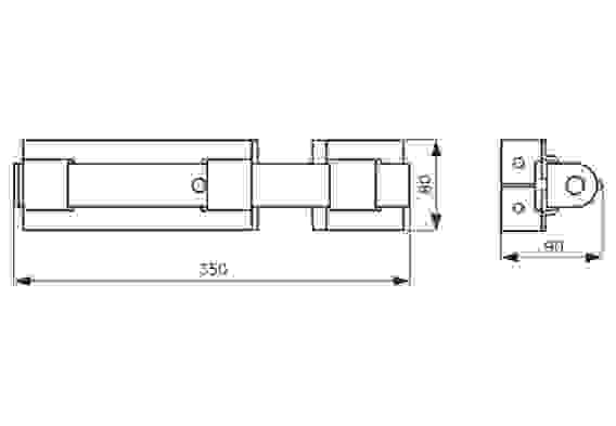 Засов с проушиной плоский ЗПП-350 черный