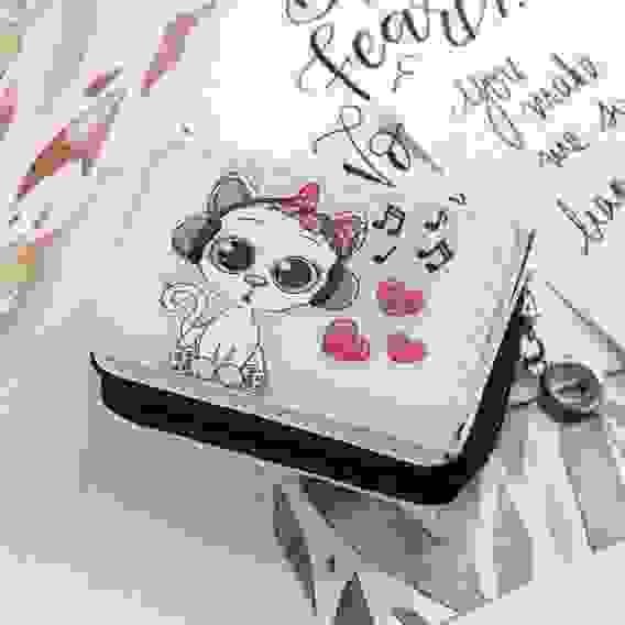 Кошелек 12-01-07 Киса, 9*4*7, 2отд на молнии, отд на клапане, бежевый