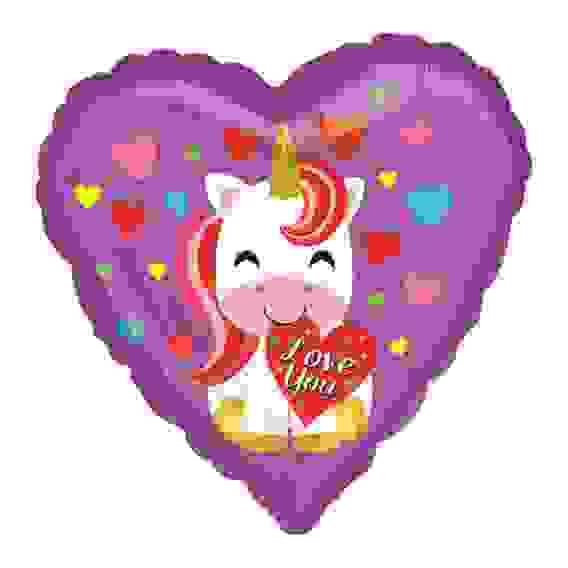 Шар фольгированный 18&quot; сердце &quot;Люблю тебя&quot;, единорог и сердечки 180770 4869763