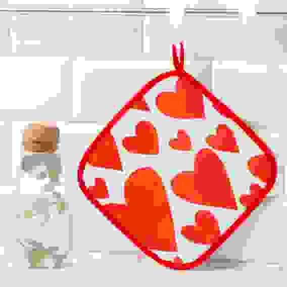 Прихватка &quot;Этель&quot; Red hearts19х19см,100% х/л, ватин 250г/м2 (двухсторонняя) 5376654