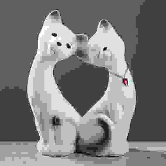 Копилка \"Коты Влюбленная пара\", большая флок белая 189100