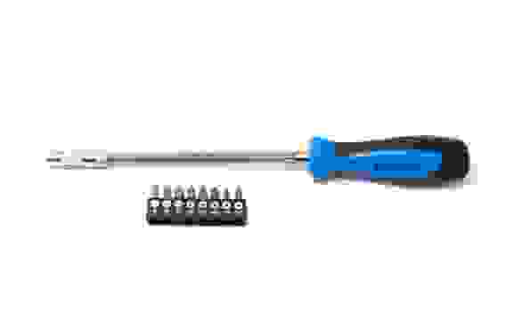 Отвертка-битодержатель гибкая с набором бит, 9пр.CrV6150(PH:1,2,3;SL:4,5,6мм;T:15,20;L:285мм)в