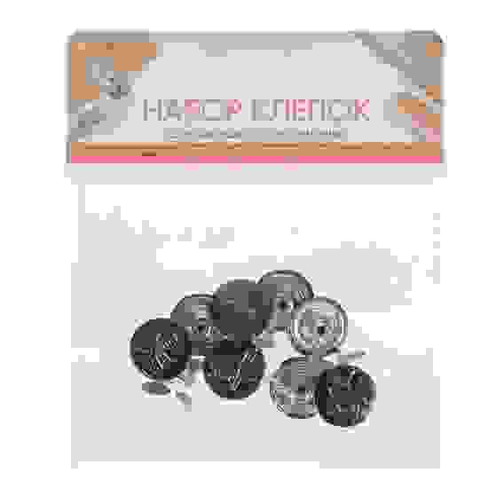 Набор клепок для одежды с креплениями 8шт, 1,7см, сплав, 6 дизайнов