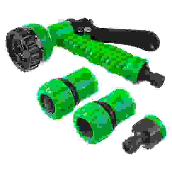 Набор поливочный НП-34: пистолет с 7 режимов, комплект соединит арматуры 3/4&quot;, пластик. РОСТОК