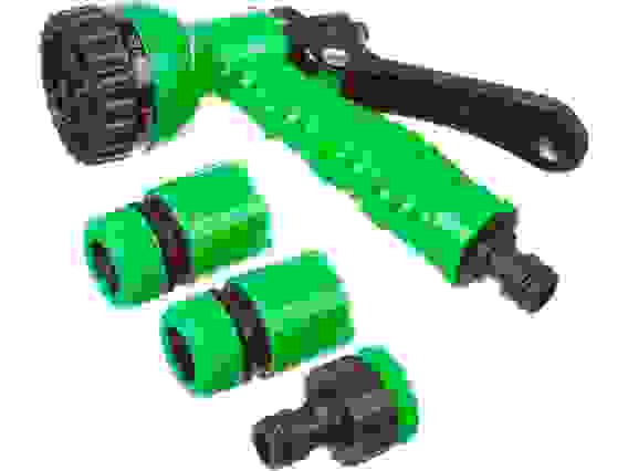 Набор поливочный НП-12: пистолет с 7 режимов, комплект соединит арматуры 1/2&quot;, пластик. РОСТОК