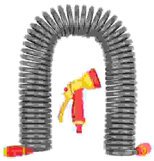 Набор поливочный PROLine: шланг спиральный 3/8&quot;x15м, пистолет-распылитель, адаптеры GRINDA