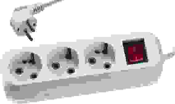 Удлинитель СИБИН 3м/3гн с/з выкл. ПВС сечение 0,75кв мм макс мощн 2200Вт