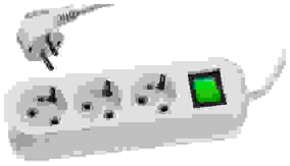 Удлинитель СИБИН 2м/3гн с/з выкл. ПВС сечение 0,75кв мм макс мощн 2200Вт