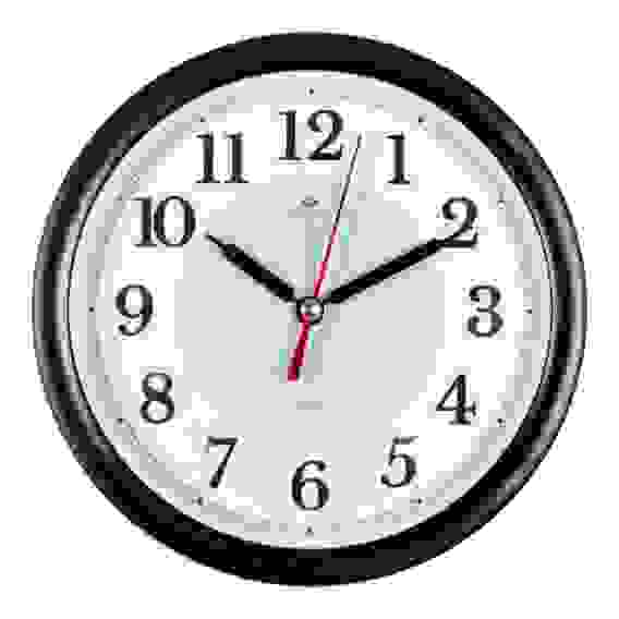 Будильник кварц d=15см, корпус белый с черным кантом \"Классика\"\"Рубин\"