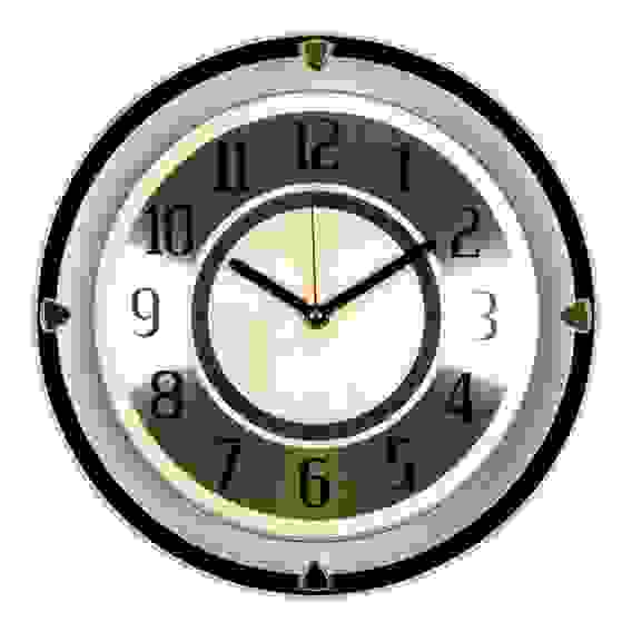 Часы настенные круг прозрачный d=30см, рама черная \"Золотая классика\" \"Рубин\"