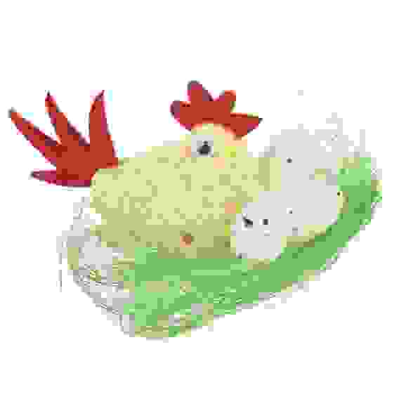 Декор пасхальный в виде курочки в гнезде, пластик, полиэстер, 12-15см, арт.1610-03