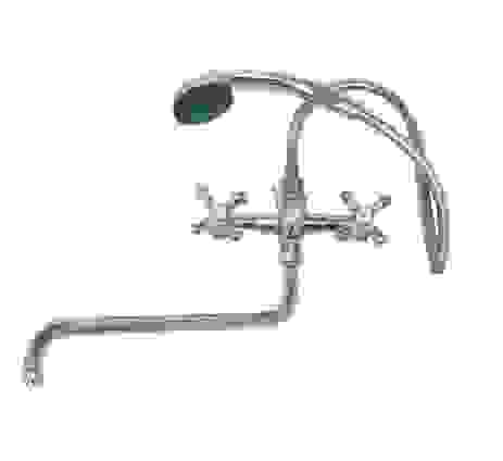 Смеситель д/ванн 3П Крест Ретро мет.шланг,кер.276119с