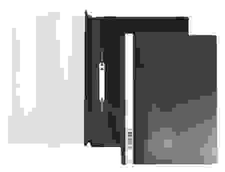 Папка -Скоросшиватель А5ф Hatber 140/180мкм Черная Пластиковая прозрачный верх (без ед штрихкода)