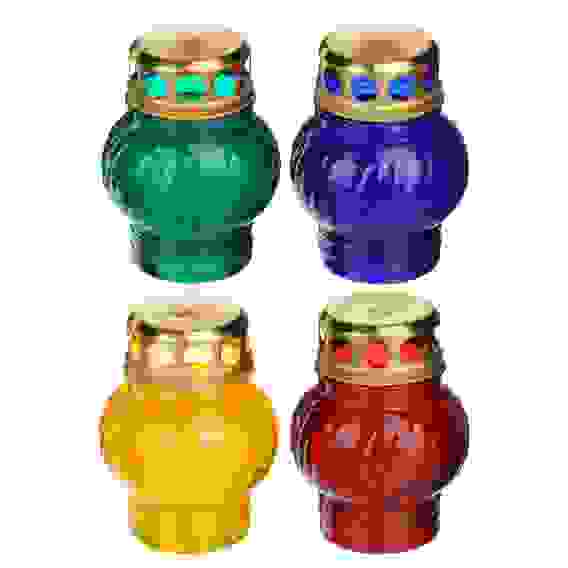 Свеча парафиновая поминальная в стеклянном подсвечнике оранжевом, 9,1х8,3см, 5 цветов