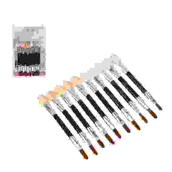 Аппликатор двухсторонний со спонжем и кистью 10 шт, пластик, латекс, ворс нейлон, 7,5см ЮниLook