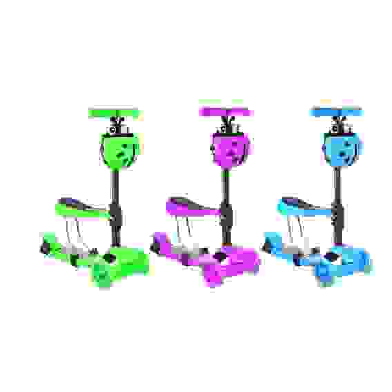 Самокат с корзинкой, 3 цвета, сиденье, 3 колеса PU, до 50кг SILAPRO