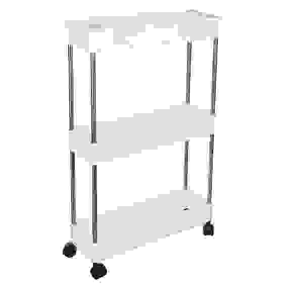 Этажерка на колесиках, 3 полки, нерж.сталь, полипропилен, 40х12,5х62см VETTA