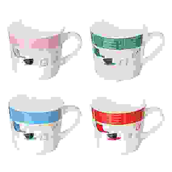 Кружка 400мл, фарфор, &quot;Чайник и чашка&quot;, 4 цвета