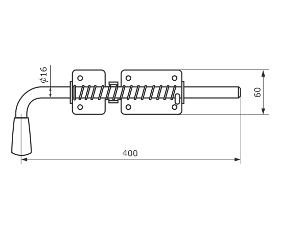 Засов с пружиной ЗСП-400мм с проушиной, черный