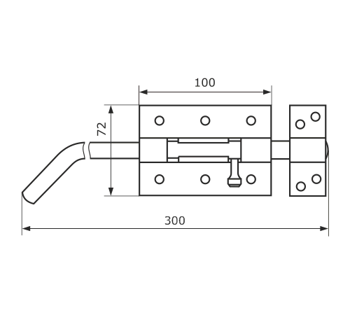 Засов гаражный ЗГ-300 черный