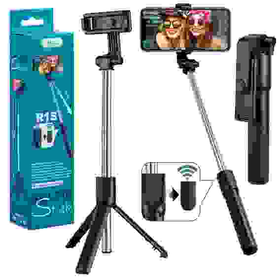 Монопод -трипод с блютуз пультом, R1S ISA черный (гарантия 2 недели)