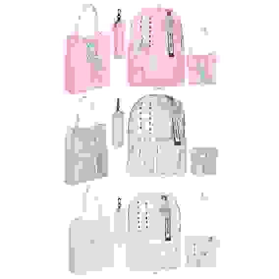 Рюкзак 4в1 (+ 2сумочки, пенал), 40х22,5х12,5см, ПЭ, 1отд, 3 карм, брелок,метал.цепь,шнуровка,3 цвета