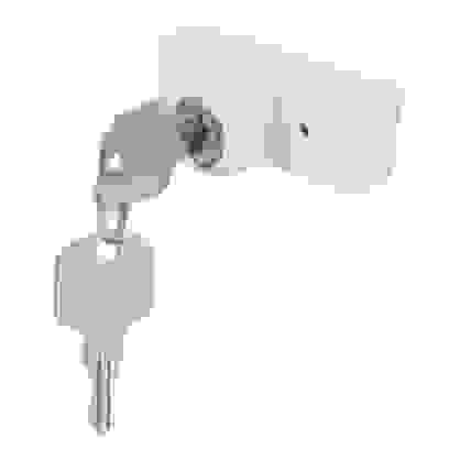 Замок блокиратор металл с цилиндром и 2 ключами, белый