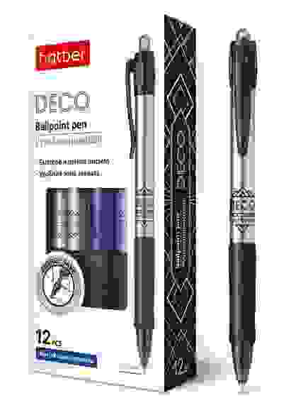 РУЧКА Hatber DECO шариковая Автомат. Синяя 0,7мм с клипом игольч.пишущ.узел чернила на масл.основе s