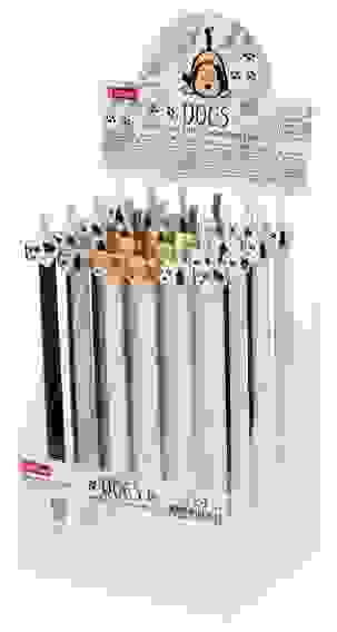 РУЧКА Hatber шариковая Автомат. Dogs Синяя 0,6мм чернила на масл.основе soft ink 24шт в прозрачном П