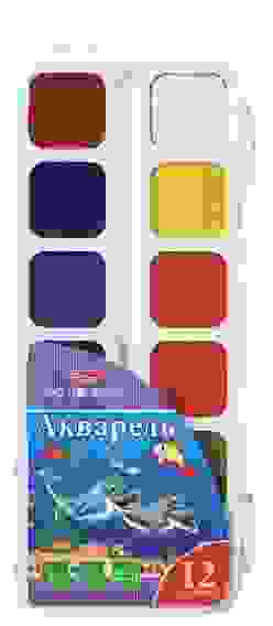 Краски Акварель медовые полусухие 12 цв. Hatber-Дельфины- без кисти в пластиковом пенале