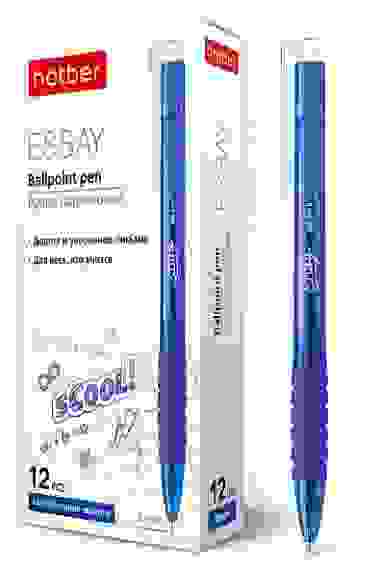 РУЧКА Hatber шариковая Автомат. Essay Синяя 0,7мм с резиновым грипом чернила на масл.основе 12шт. в