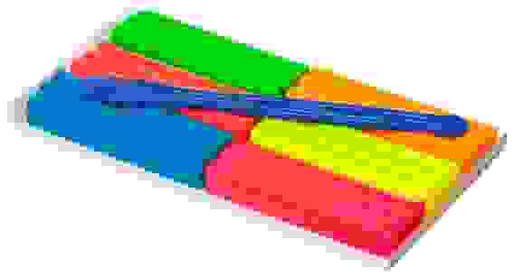 Пластилин Восковой флуоресцентный 6 цв. 90гр Hatber со стеком-Морская семейка- в карт.короб. с евр