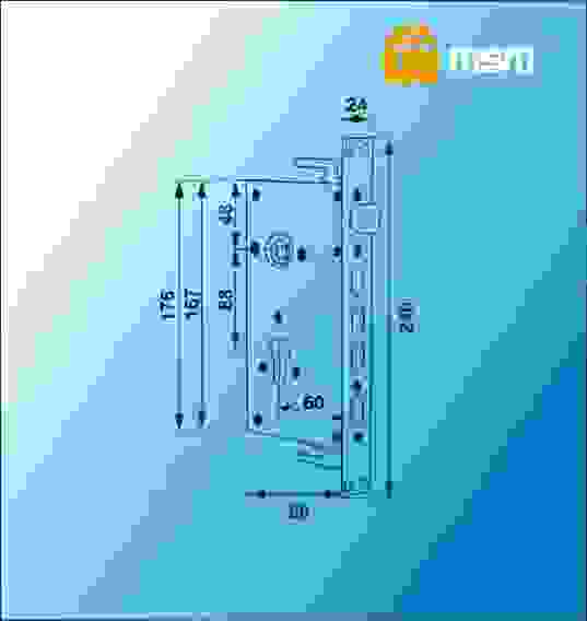Замок врезной для кит.дв.ML68/60A R CP (Хром) автомат правый MSM
