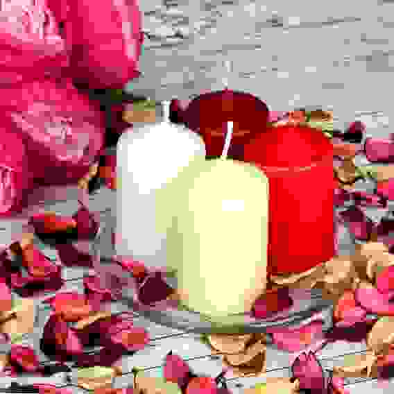 Свеча пеньковая, парафин, 5х9см, 4 цвета LADECOR