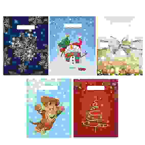 Пакет ПВД с вырубной ручкой, 30х20см, 30 мик, 5 дизайнов