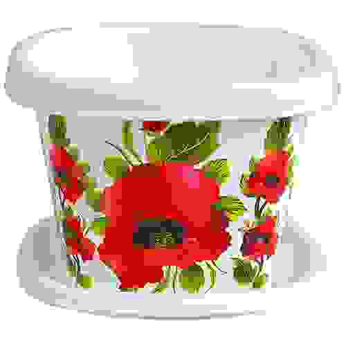 Кашпо "Красные маки" 1,2л с/подд. квадрат