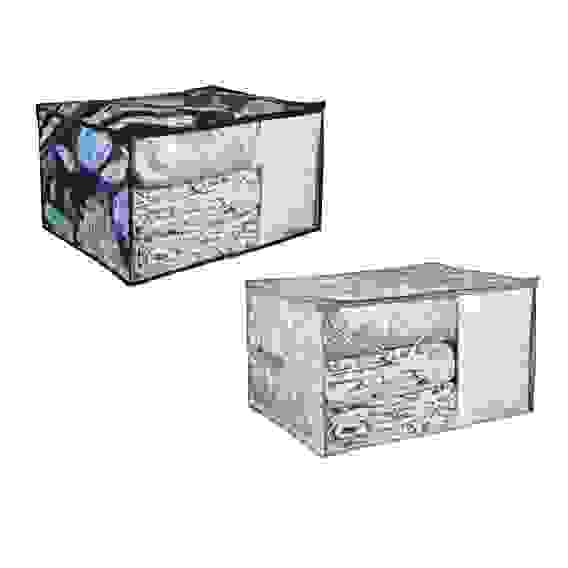 Кофр для подушек и одеял с прозрачным окном, 60х50х35см, спанбонд, ПЕВА, 2 дизайна VETTA Санремо