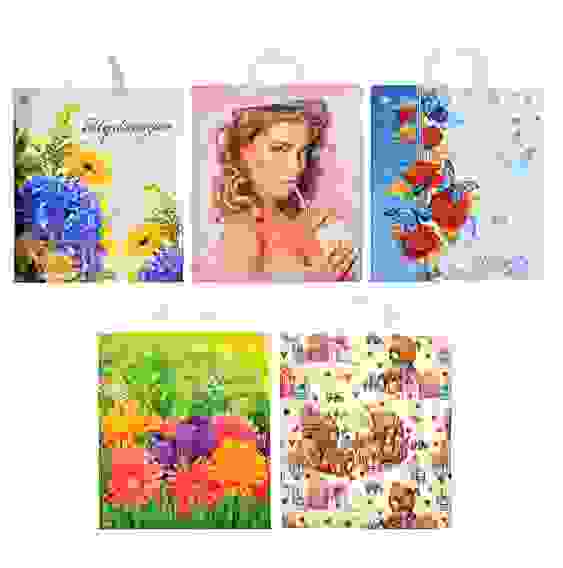 Пакет ПНД с петлевой ручкой, 38х42см, 37мкм, 5 дизайнов